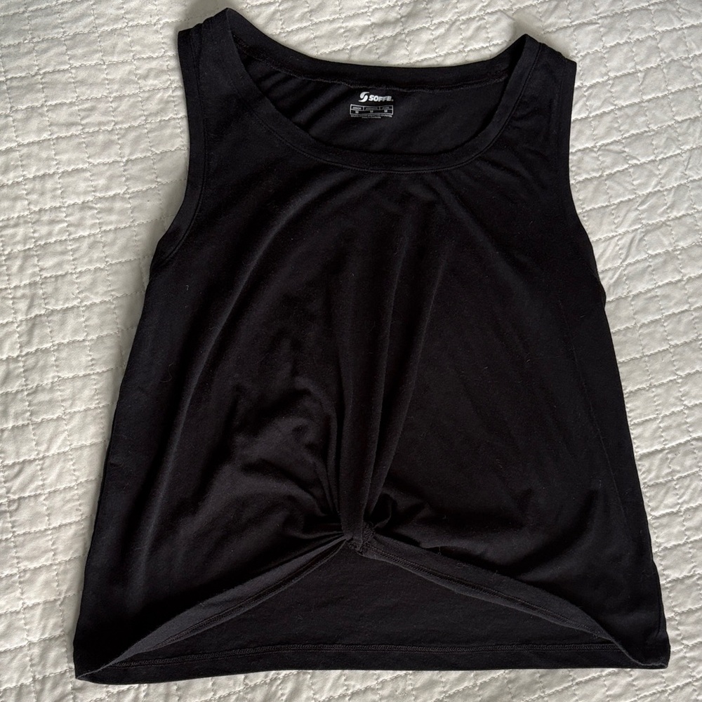 Soffe Black Twist Front Tank Top